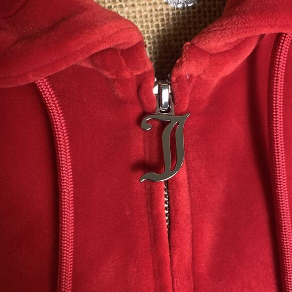 Juicy Couture Velour Y2K Tracksuit Set S Mcbling Red Spell Out Booty Rhinestones - Picture 5 of 15